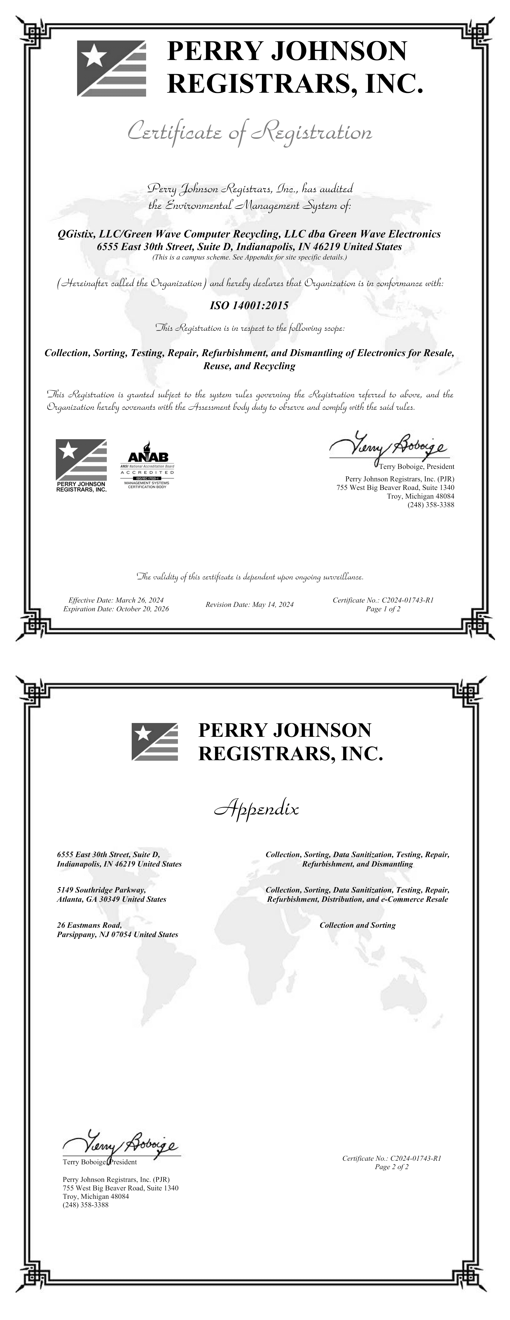 ISO 14001:2015 Certificate