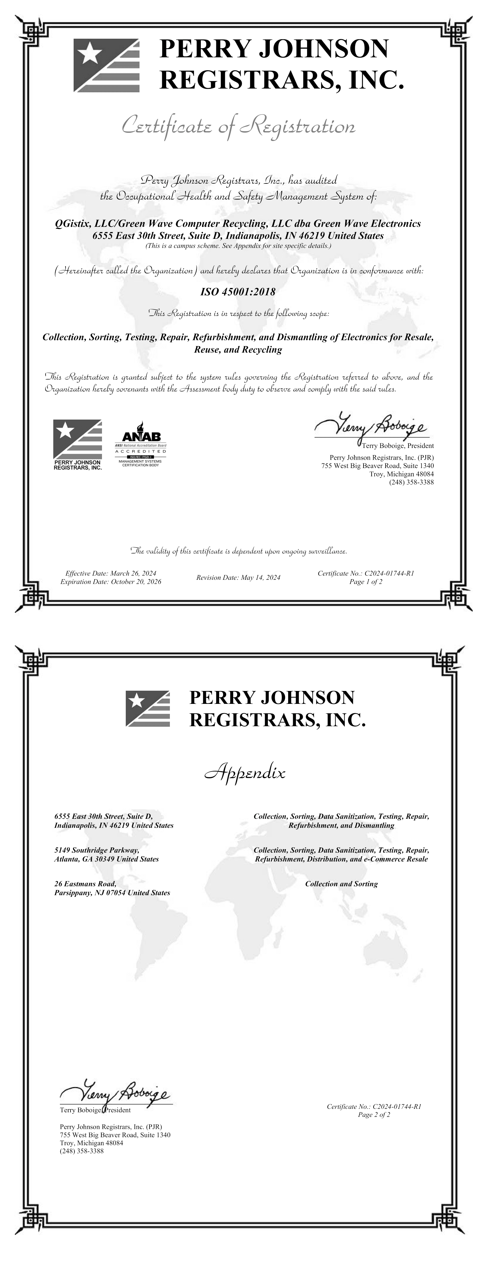 ISO 45001:2018 Certificate